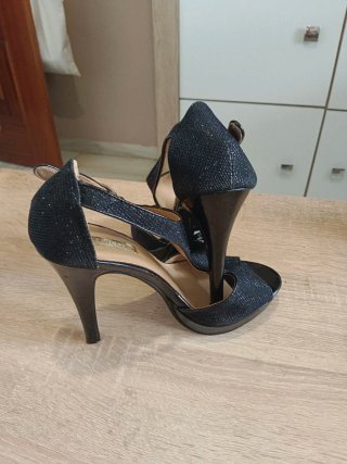 Sandalias de tacón de fiesta Encor | Negro Glitter