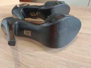 Sandalias de tacón de fiesta Encor | Negro Glitter