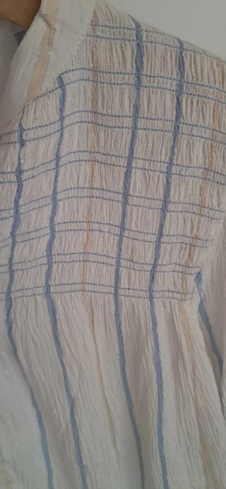 Blusa Easy Wear Talla S Rayas Azules y Blancas