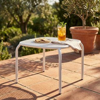 Tavolino da Giardino 40x40cm Quadrato Ferro Bianco