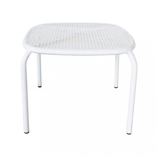 Tavolino da Giardino 40x40cm Quadrato Ferro Bianco