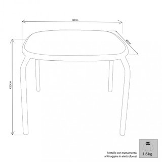 Tavolino da Giardino 40x40cm Quadrato Ferro Bianco