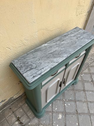 Recibidor restaurado mármol gris verde