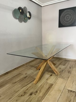 Mesa Comedor Cristal y Madera