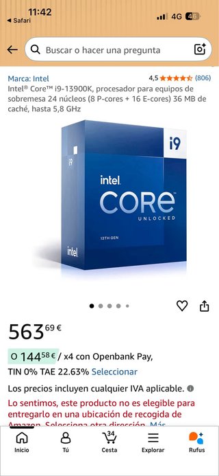 Intel i9 13900K + Placa Base Asus Prime Z790