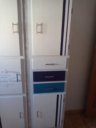 Armario Cocina Vintage Azul y Blanco