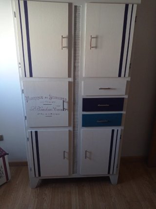 Armario Cocina Vintage Azul y Blanco