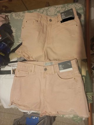 Shorts Stradivarius Talla 38 Rosa Desgastado