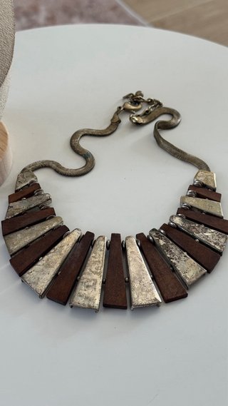 Collana argento e legno usata
