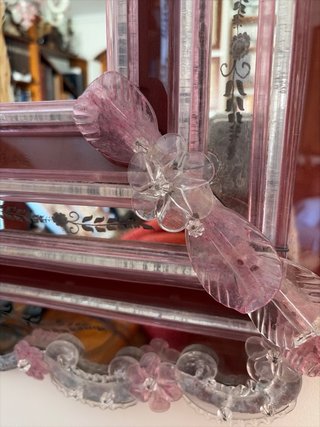 Espejo Veneciano Antiguo Murano Cristal Rosa