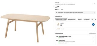 Mesa comedor IKEA VOXLOV bambú 180x90 cm