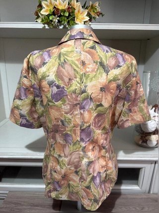 Blazer vintage 100% lino italiano estampado...