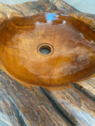 Lavabo de madera natural único 48x15