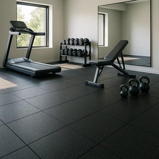 4 Losetas Caucho Gimnasio 1x1m x20mm Negra