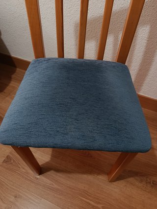 Conjunto 4 sillas madera tapizadas azul
