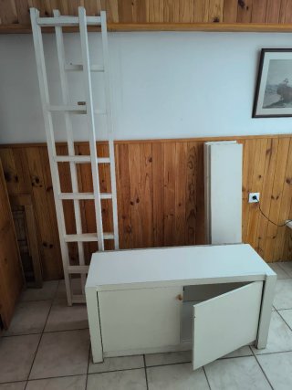 Estantería, madera,  blanco, 5 baldas, 2 puertas