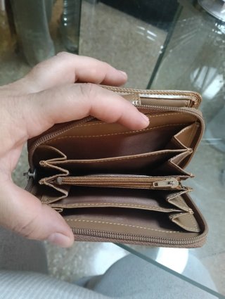 Cartera monedero David Jones beige/marrón