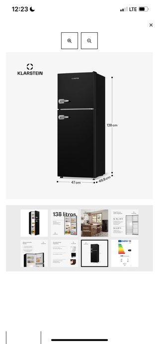 Frigorífico Klarstein Audrey 138L Negro
