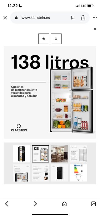 Frigorífico Klarstein Audrey 138L Negro