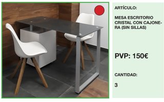 Mesa Escritorio Cristal con Cajonera