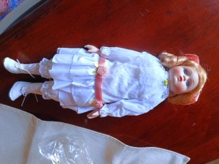 Coppia Bambole Ceramica Vestito Azzurro