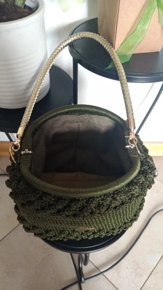 Borsa uncinetto verde oliva