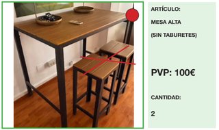 Mesa alta (sin taburetes)