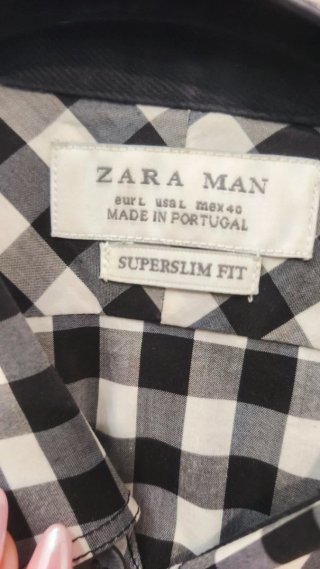 Camisa Zara Man cuadros blanco y negro