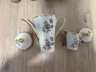 Juego Té Porcelana Vintage Rosas Oro 8 Tazas