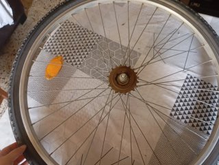 Rueda de bicicleta con piñón
