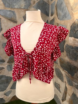 Top crop Shein estampado volante
