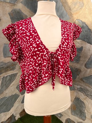 Top crop Shein estampado volante