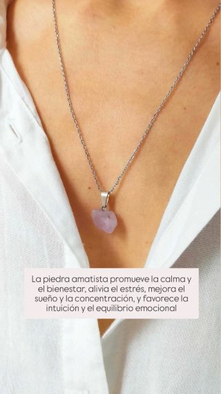 Collar Acero Inoxidable Piedra Amatista