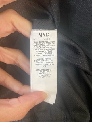 Chaqueta Piel Bomber Mango Negra