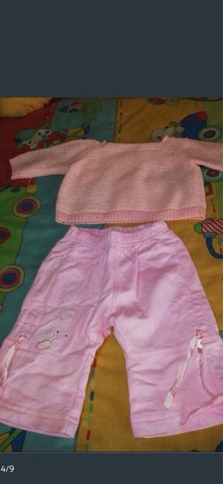 Lote bebé 3 meses conjunto tejido rosa