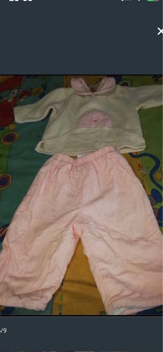 Lote bebé 3 meses conjunto tejido rosa