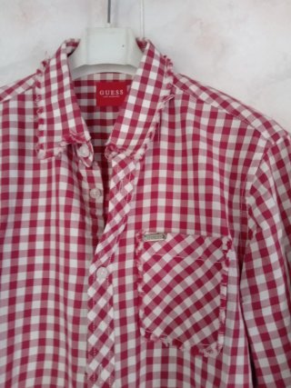 Camicia a quadri Guess rossa e bianca