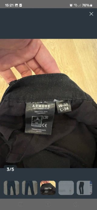 Pantalón Jeans Moto Armure Dalton Negro W38.