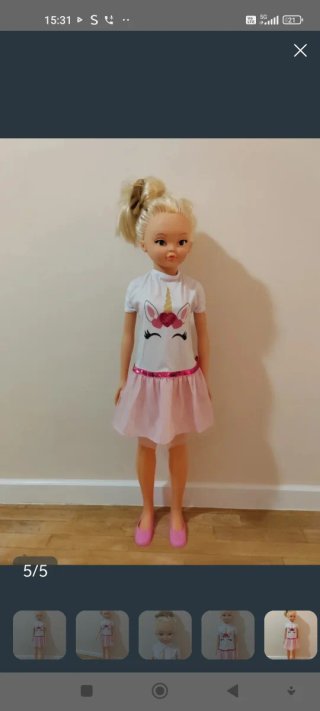 Muñeca Rosana con vestido unicornio