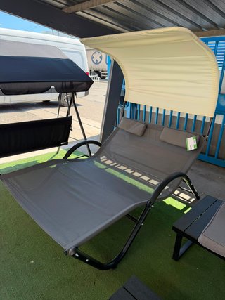 Tumbona Doble Terraza Beige y Gris