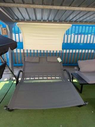 Tumbona Doble Terraza Beige y Gris