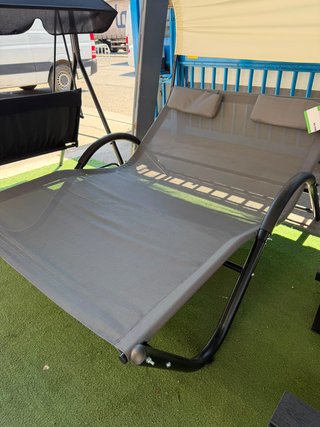 Tumbona Doble Terraza Beige y Gris