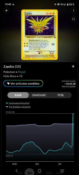 Carta Pokémon Zapdos Fosil
