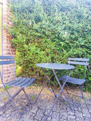 Conjunto Mesa y Sillas Terraza Metal Gris