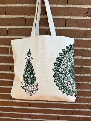 Bolso de tela hecho a mano con estampado Ghalamkar