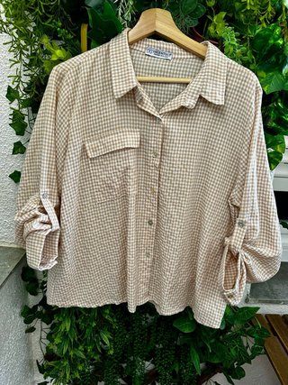 Camisa Valentina cuadros vichy beige