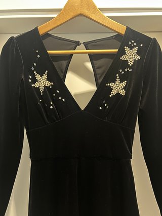 Vestido vintage terciopelo negro brillos 34/32