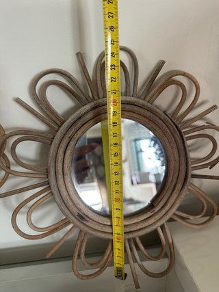 Coppia di Specchi a Forma di Sole in Mimbre/Ratan 26cm