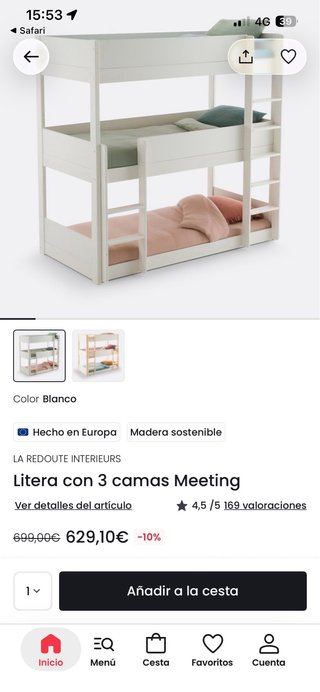 Litera triple La Redoute blanca