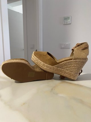 Alpargatas cuña Corina Talla 36   Camel/Marrón